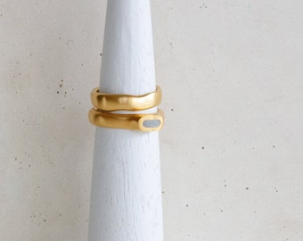 Gold and Concrete Oval Ring