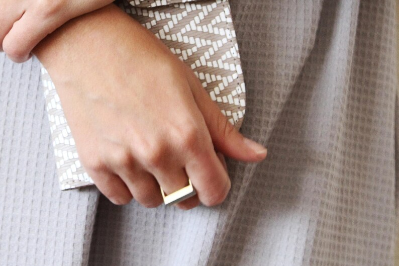 Gold concrete stripe Ring Geometric Concrete Ring Frame Etsy