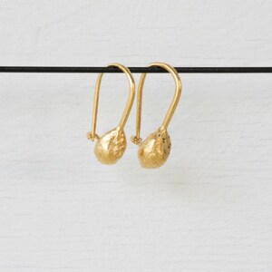 Solid Yellow Gold Organic Dangle Earrings 14K yellow gold