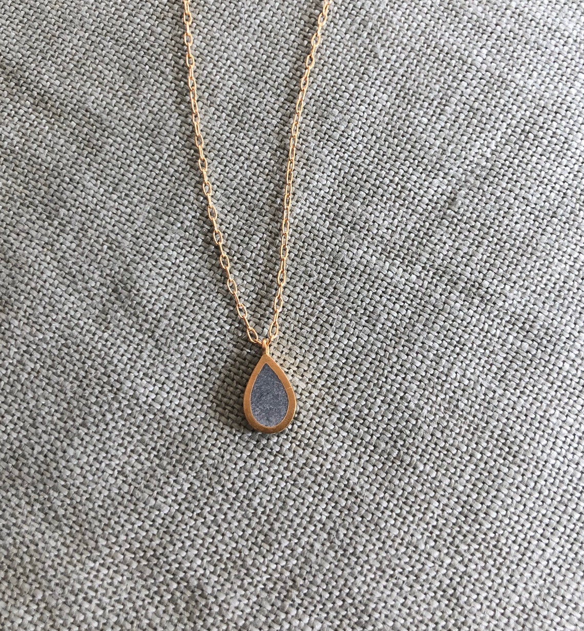 Gold Teardrop Necklace Gold Concrete Necklace Everyday Gold Etsy UK