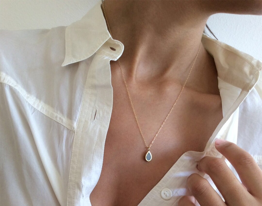Gold Teardrop Necklace Gold Concrete Necklace Everyday Gold Etsy UK