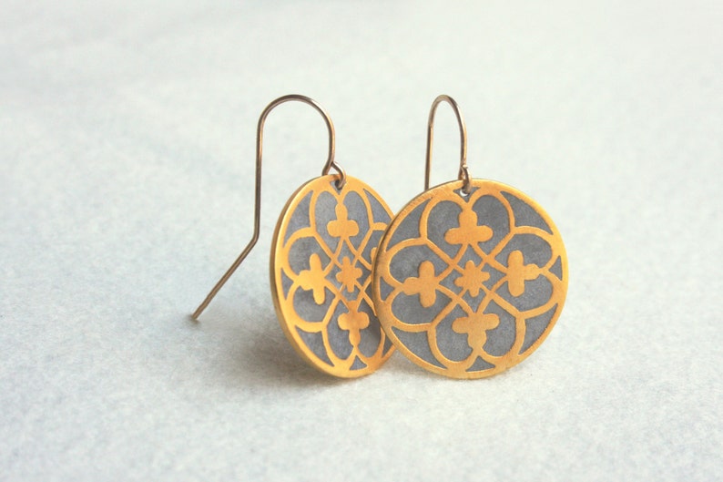 Ethnic Gold Dangle Earrings 24K gold plating