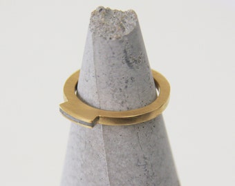 Gold And Concrete Modern Band, 2 mm Gold Ring, Flat Top Concrete Ring