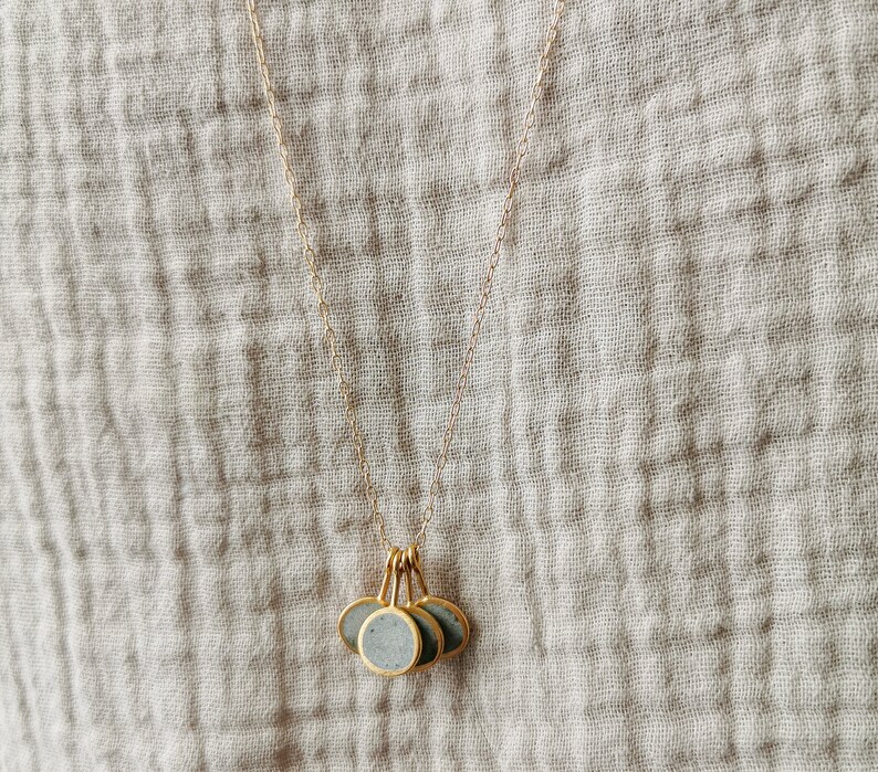 Round Concrete Necklace Long Gold Pendant Necklace Etsy