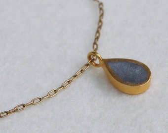 Concrete Teardrop Necklace, Gold Concrete Necklace, Modern Concrete Jewelry, Contemporary Necklace, Hadas Shaham