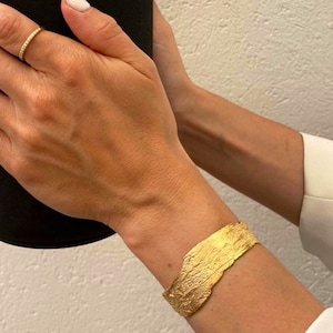 Statement Cuff Bracelet, Branch Bracelet, Unique Cuff Bracelet, Wide Gold Bracelet, Organic Gold Bangle