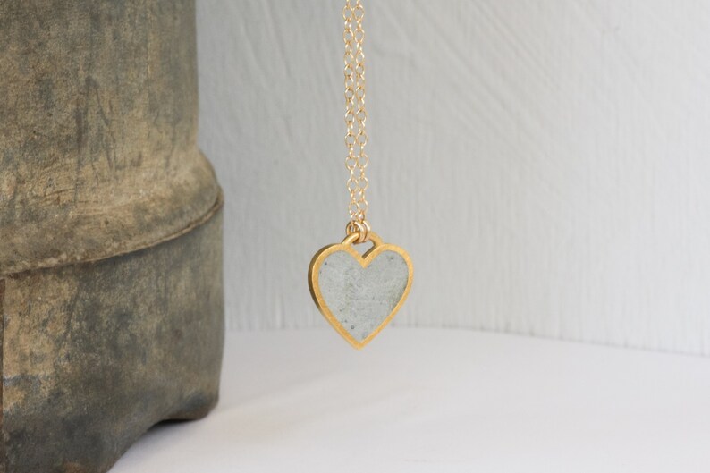 Concrete Gold Heart Necklace Gift image 4
