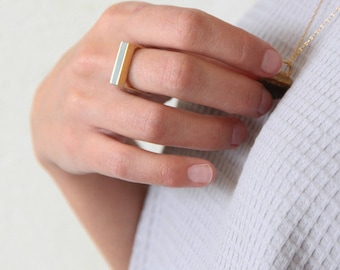 Rectangle Gold Bar Ring, Gold Concrete Ring, Minimalist Concrete Ring, Modern ring, Minimalist Ring