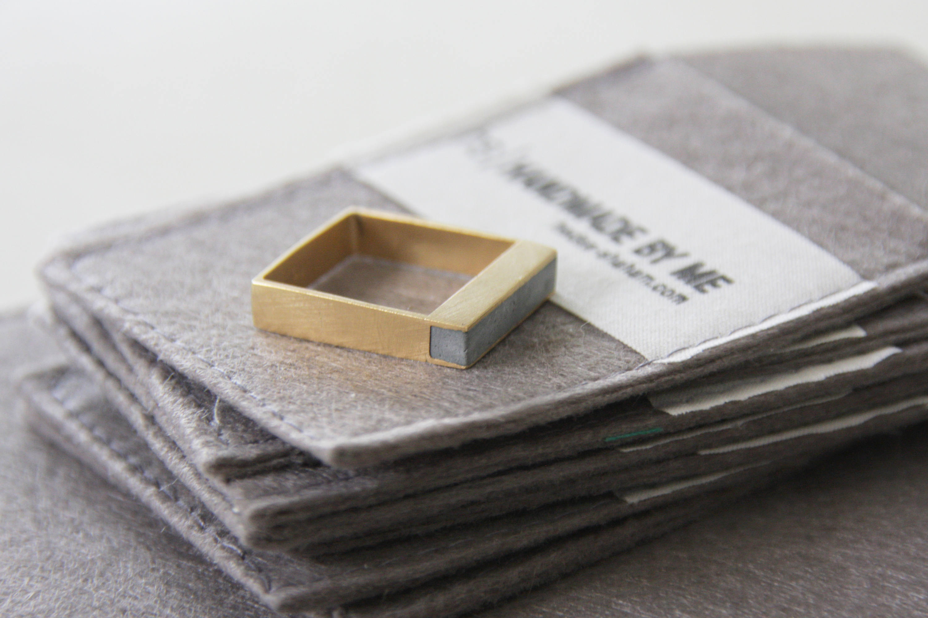 Rectangle Gold Bar Ring Gold Concrete Ring Minimalist - Etsy