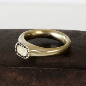 Crown Ring 14K Solid Gold Ring with Black Diamonds image 2