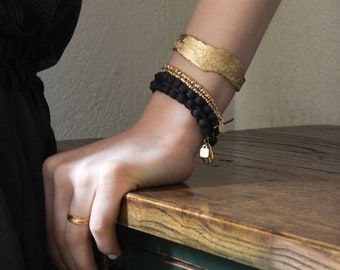 Gold Cuff Organic Artisan Handmade Bangle Bracelet By Hadas Shaham