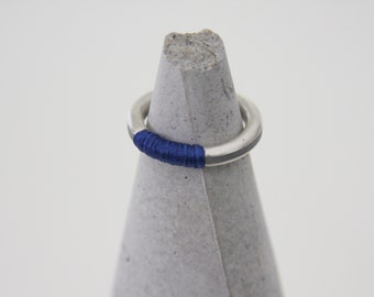 Silver and blue ring, Silver and concrete band, Minimalist Silver Ring, Contemporary ring, modern ring, stacking ring, fashion unique ring