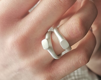 Chunky Silver Ring / Top Flat Ring / Statement Silver Ring / Modern Ring