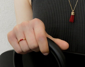 Gold Red Ring, Red String Ring, Red Ring, Gold Ring, Red Thread Band