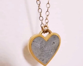 Concrete Gold Heart Necklace Gift