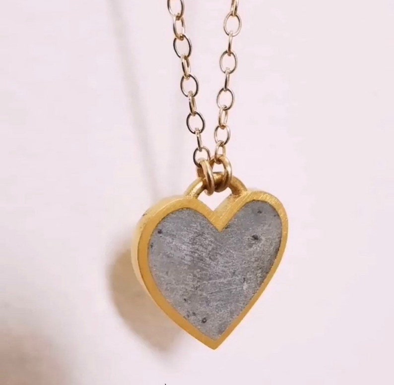 Concrete Gold Heart Necklace Gift image 1