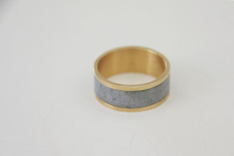 wedding band set, Couples Ring, wedding ring, unisex ring, concrete bands, Minimalist gold Ring, Contemporary ring, modern ring, unique ring image 4