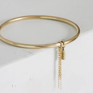 Solid Gold Bangle Bracelet with Charms