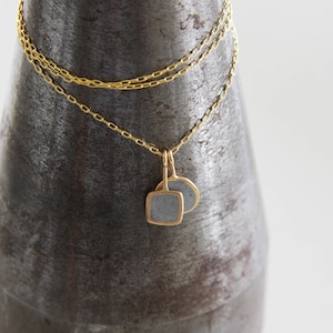 READY TO SHIP Double Gold and Concrete Necklace