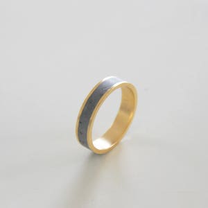 Solid Gold wedding band, wedding ring, unisex ring, concrete band, Minimalist 14K gold Ring, Contemporary ring image 1