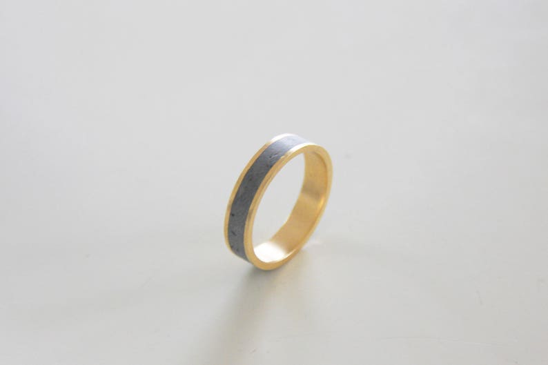 Solid Gold wedding band, wedding ring, unisex ring, concrete band, Minimalist 14K gold Ring, Contemporary ring image 1