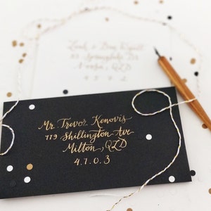 Custom calligraphy envelope addressing in GOLD INK Copperplate calligraphy or Kaitlin style image 5