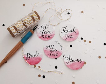 Watercolour & BLACK Ink Kaitlin Style Calligraphy Gift Tags - Thank you, Gift Tags, Wedding Favors, Party Favors, Party Supplies