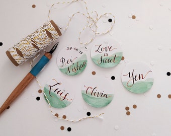 Watercolour & WALNUT Ink Kaitlin Style Calligraphy Gift Tags - Thank you, Gift Tags, Wedding Favors, Party Favors, Party Supplies