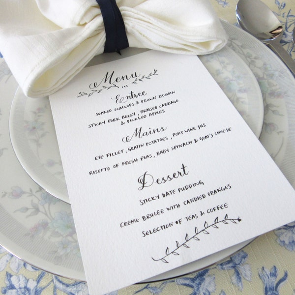 Digital Copy Style No.2: Customized Hand-Calligraphy Menu - Weddings, Party, Special Events (High Resolution PDF File)