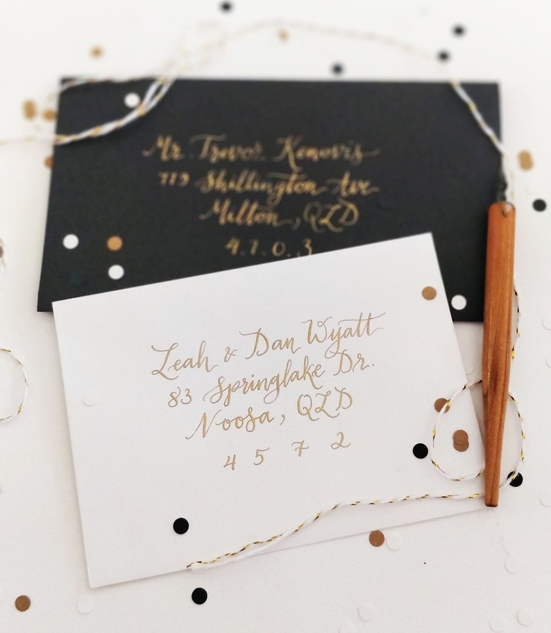 Custom calligraphy envelope addressing in GOLD INK Copperplate calligraphy or Kaitlin style image 4