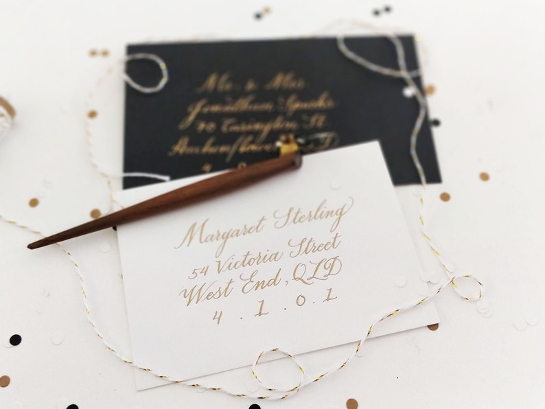 Custom calligraphy envelope addressing in GOLD INK Copperplate calligraphy or Kaitlin style image 3