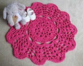 Pink Crochet Rug, Babies Bedroom accessory, Ready to Ship, Baby Nursery, Crochet Rug, Tshirt Yarn, Baby Shower Gift