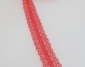 Double Edged Red Lace Ribbon,sewing, cardmaking,scrapbooking,hair bow making,invitations,other colours,and widths available! Metre lengths.