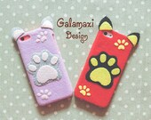 Handmade Cat's Paw Print Phone Case, Cat Paw iPhone 6S Cover, iPhone SE Case, Felt Kitty Paw Case Samsung Galaxy S7, Custom Phone Case