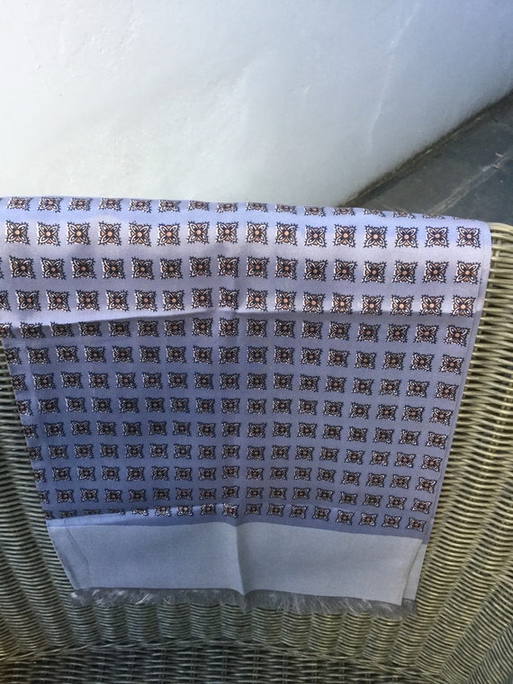 Vintage 60s Long Atomic Ditsy Print Silky Scarf/Cr