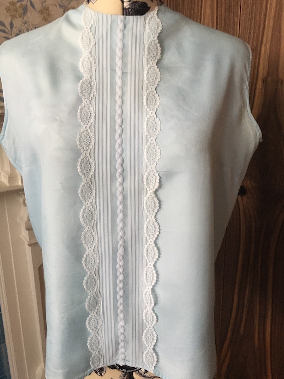Vintage 60’s Tricel Mod Blouse / Lace Front Panel
