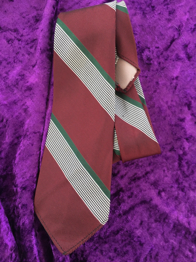 British Made Maroon and Gold School Equal Stripe Tie or Clip On Tie