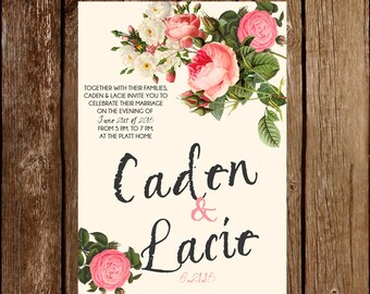 Vintage bloemen uit te nodigen