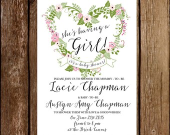 Floral Baby douche uitnodiging