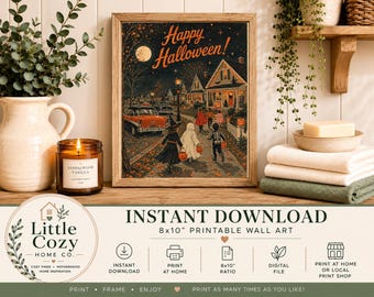 Vintage 1950s Halloween Neighborhood Printable Art