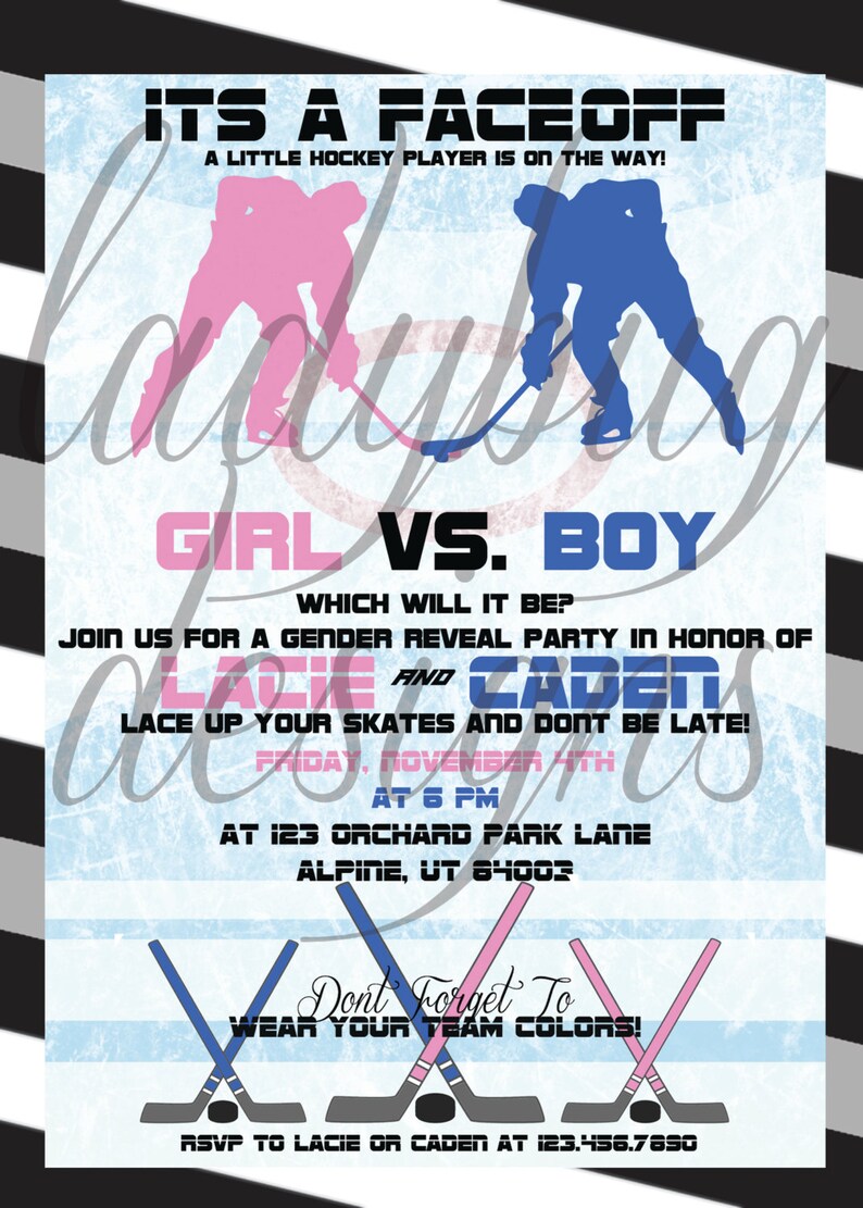 Hockey Gender Reveal Invitation Etsy