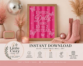 Dolly Parton Inspired Cross-Stitch Style Print, Pink Country Music Decor (Digital Download)