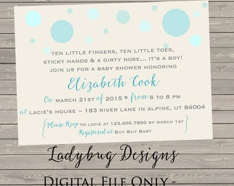 Baby Boy Shower Invitation - customize colors!