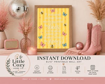 Dolly Parton Bee Quote Print | Cross Stitch Style Wall Art (Digital Download)