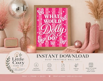 Dolly Parton Inspired Wall Art | Pink Cowgirl Print (Digital Download)