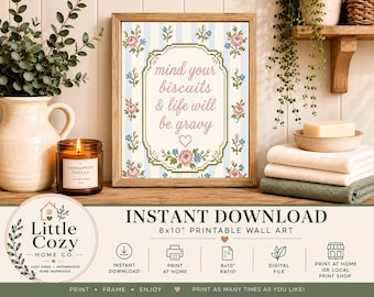 Vintage Cross Stitch Styled Kitchen Art Print – Southern Sass Saying (Digital Download)