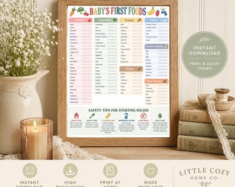 Baby’s First Foods Tracker | Starting Solids Checklist | Baby Led Weaning Food Tracker | First Foods Printable | Baby Feeding Chart