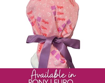 Pink Single, Taken, Hungry Valentines | OR Humor Surgical caps | Hybrid | Euro Scrub cap for Surgery, Dentistry, RN, RT, Cst