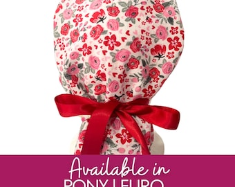 Bouquet of flowers  | Valentine in Pony | Euro Scrub cap | Crna | Surgeon | RN | RT  scrub cap