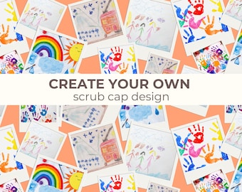 Create your own CUSTOM print COLLLAGE scrub cap made by Scribes Wear! | | Hybrid | Euro  Scrub caps